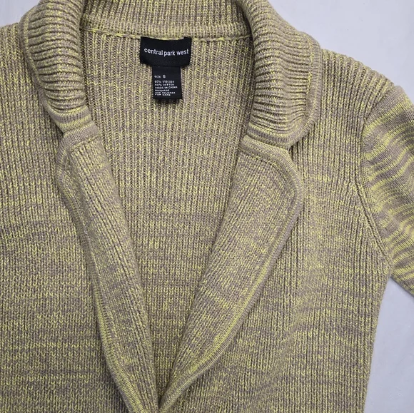 Central Park West Cardigan Sweater Ribbed Marled Olive Taupe Boho Lagenlook S - Picture 6 of 12